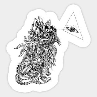 Connected Cat | Psychedelic Art Sticker